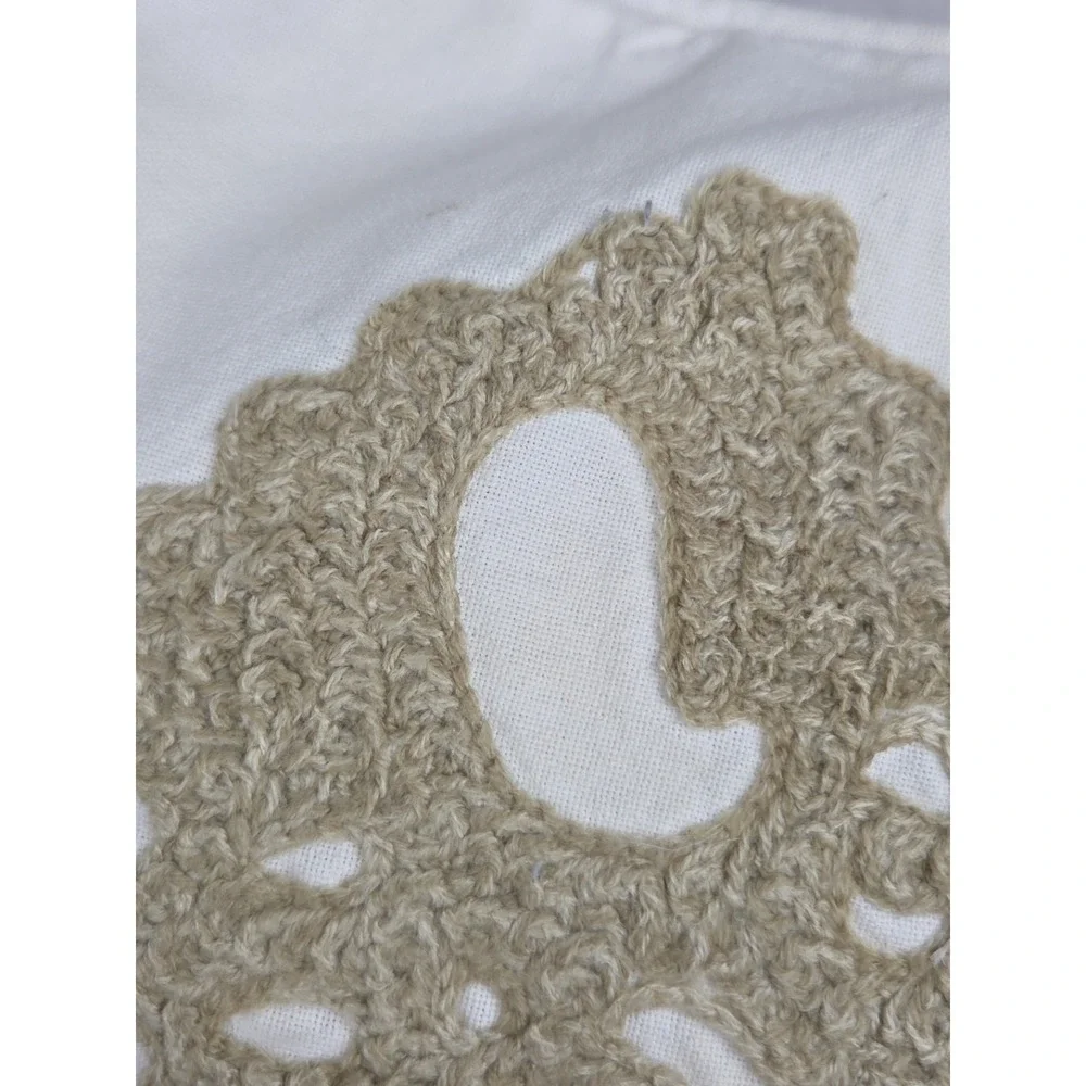 Pottery Barn Throw Pillow Embroidered Crewel Seahorses 2010 18x18